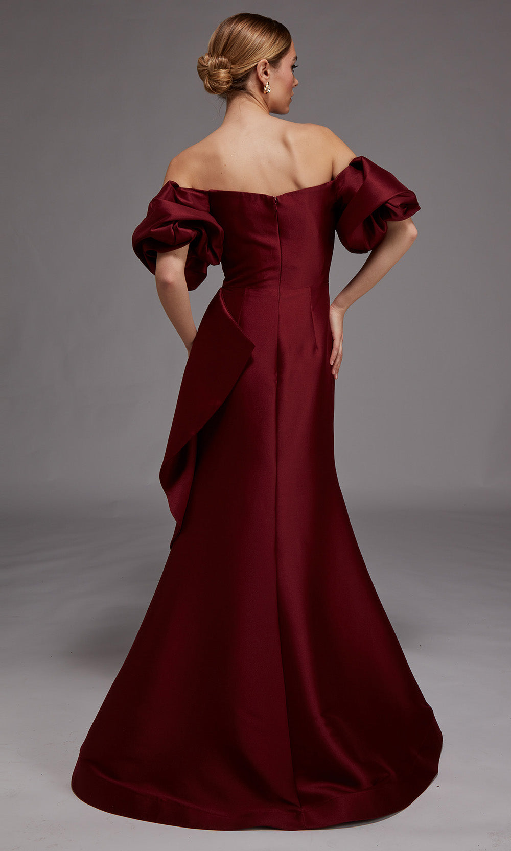 Alyce Paris 27863 - Long Stretch Mikado Trumpet Dress - Short Puff Sleeves, Off Shoulder, Ruched, Side Drape, Mid-Open Back, Floor-Length Hem ADASA Alyce Paris 27863 - Long Stretch Mikado Trumpet Dress - Short Puff Sleeves, Off Shoulder, Ruched, Side Drape, Mid-Open Back, Floor-Length Hem ADASA