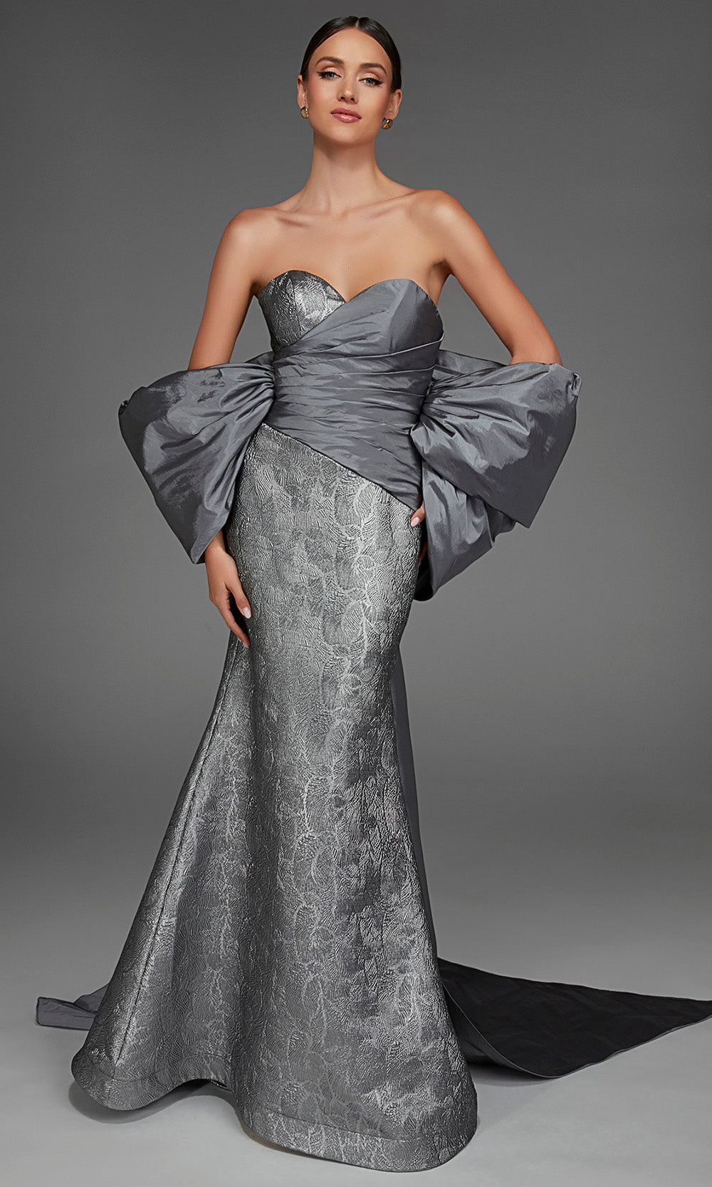 Alyce Paris 27881 - Strapless Textured Mermaid Long Gown Special Occasion Dress in Silver  