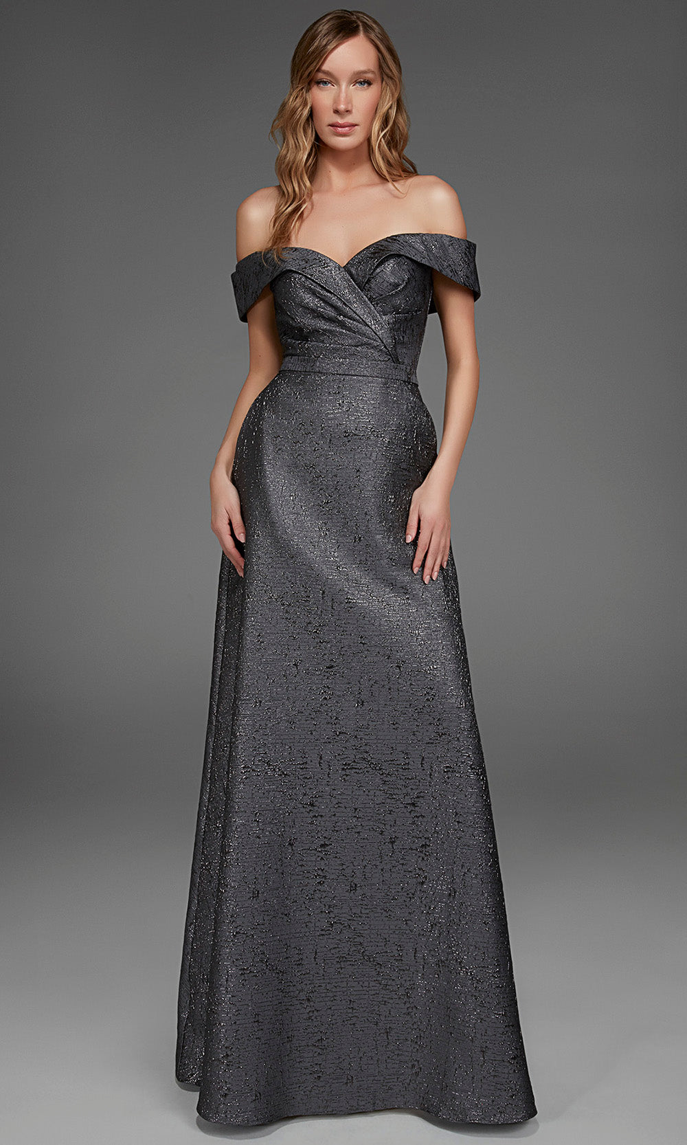 Alyce Paris 27882 - A-Line Skirt Sweetheart Textured Gown Evening Dresses in Gray  