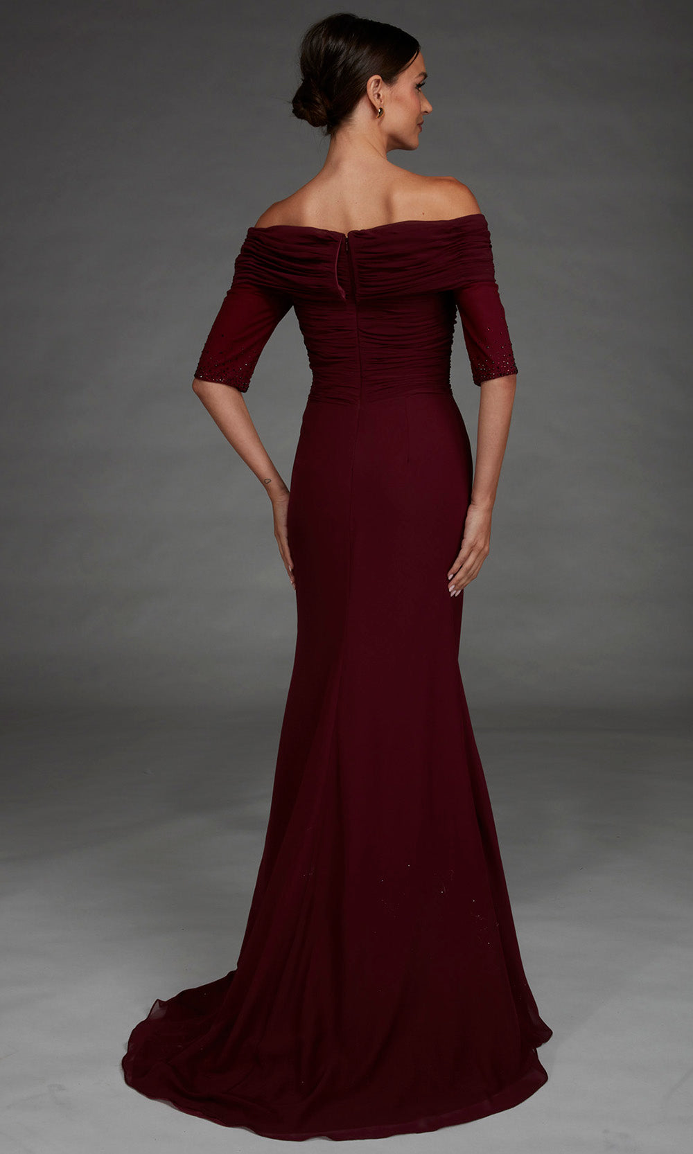 Alyce Paris 27888 - Ruched Draped Sheath Long Gown Evening Dresses in Red  