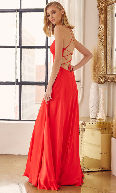 Juliet Dresses 278 - Lace-Up Back Sleeveless Gown with Pockets Prom Dresses