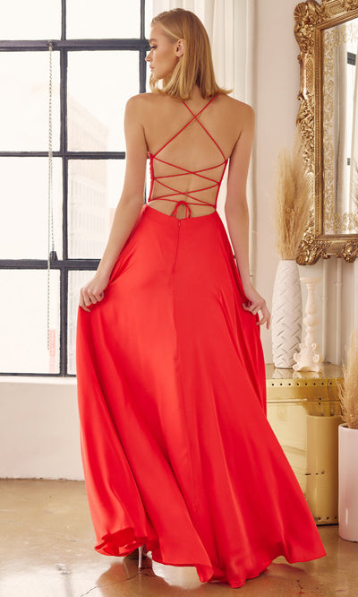 Juliet Dresses 278 - Lace-Up Back Sleeveless Gown with Pockets Prom Dresses