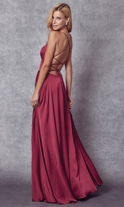 Juliet Dresses 278 - Lace-Up Back Sleeveless Gown with Pockets Prom Dresses