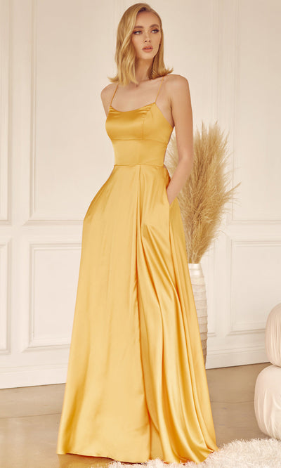 Juliet Dresses 278 - Lace-Up Back Sleeveless Gown with Pockets Prom Dresses