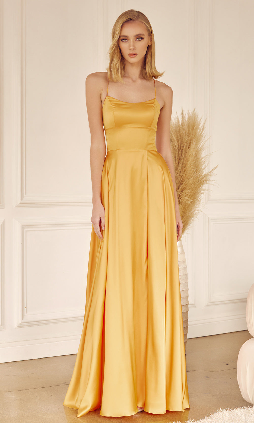 Juliet Dresses 278 - Lace-Up Back Sleeveless Gown with Pockets Prom Dresses