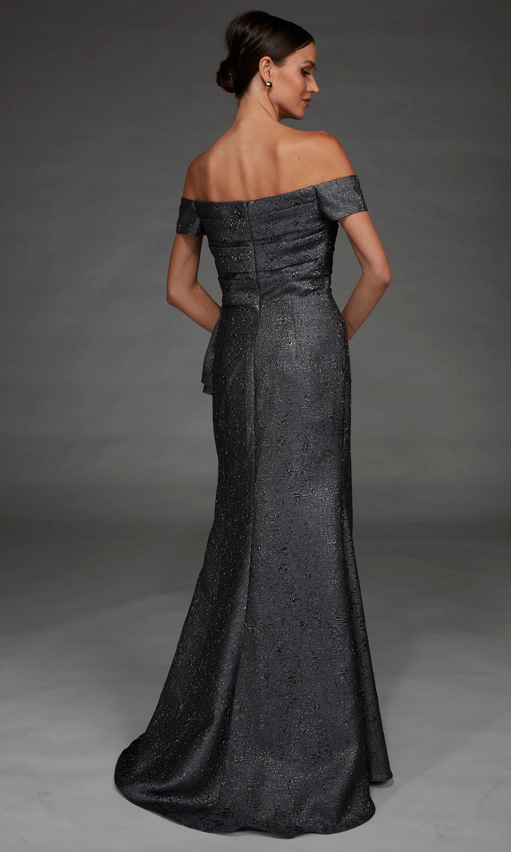 Alyce Paris 27900 - Jacquard Sheath Off Shoulder Gown Evening Dresses in Gray  