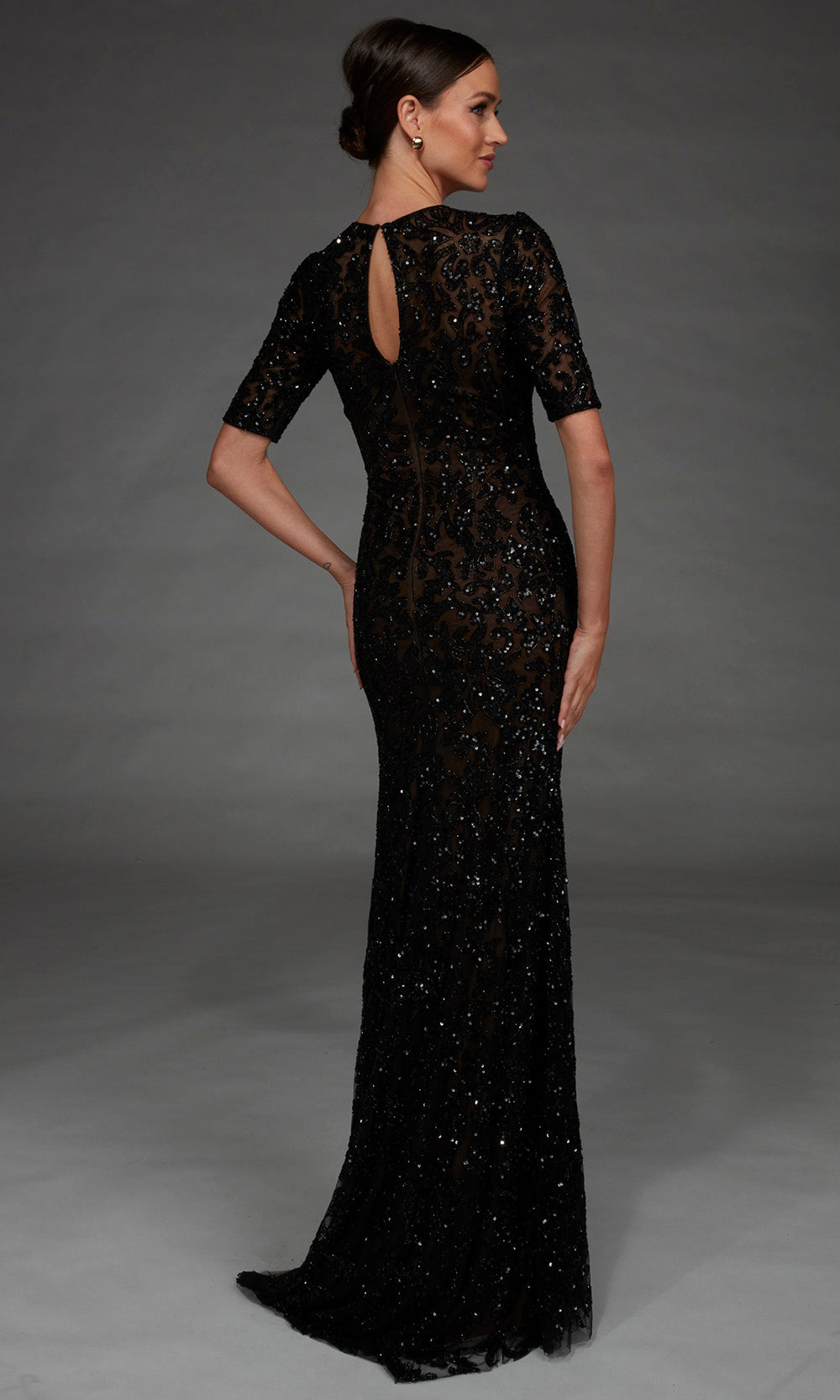 Alyce Paris 27901 - Jewel Neck Beaded Gown with Slit Special Occasion Dress in Black and Pink