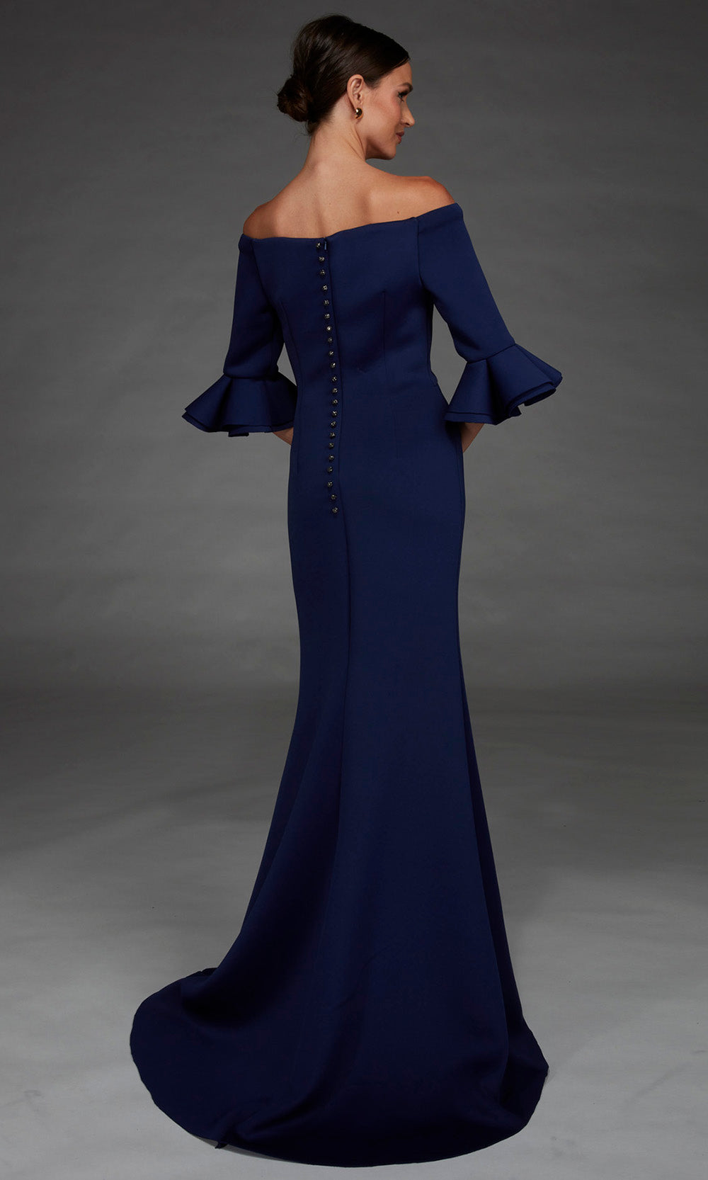 Alyce Paris 27905 - Flounce Sleeve Button Back Evening Gown Special Occasion Dress in Blue  