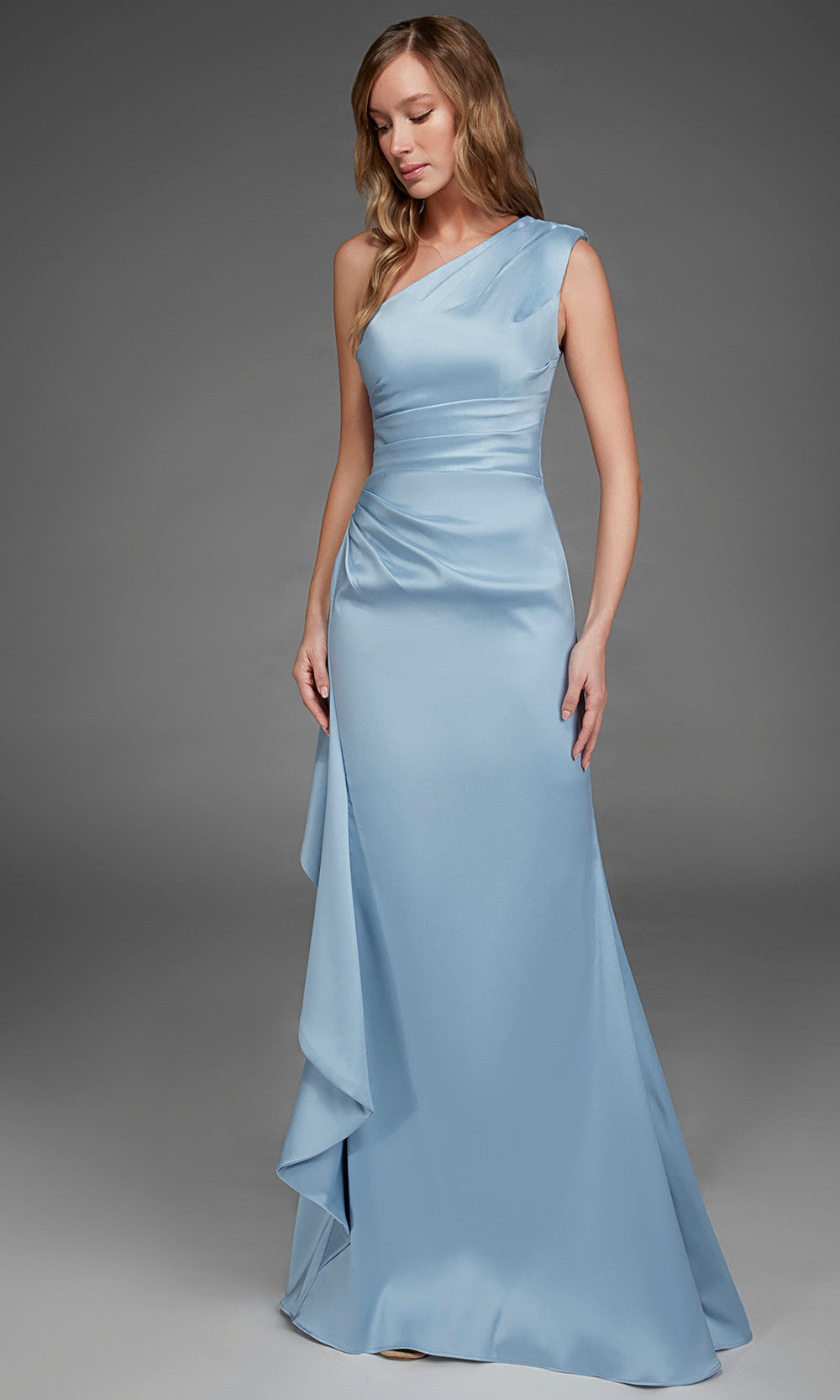 Alyce Paris 27913 - Sleeveless Asymmetric Fitted Gown Special Occasion Dress in In Blue 