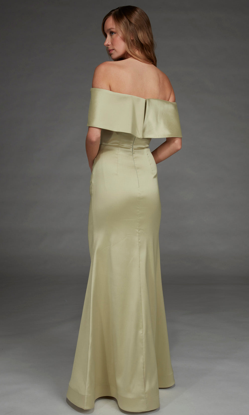 Alyce Paris 27916 - Folded Neckline Stretch Mikado Fitted Gown Special Occasion Dress in Green  