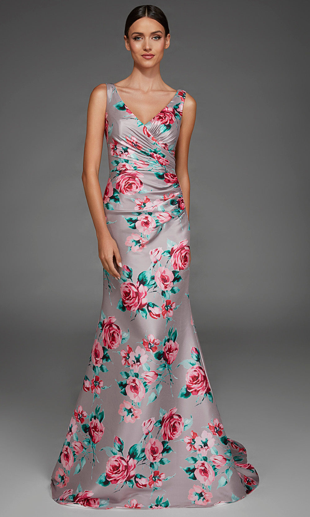 Alyce Paris 27917 - Sleeveless Floral Mermaid Gown with Overskirt Evening Dresses in Purple  