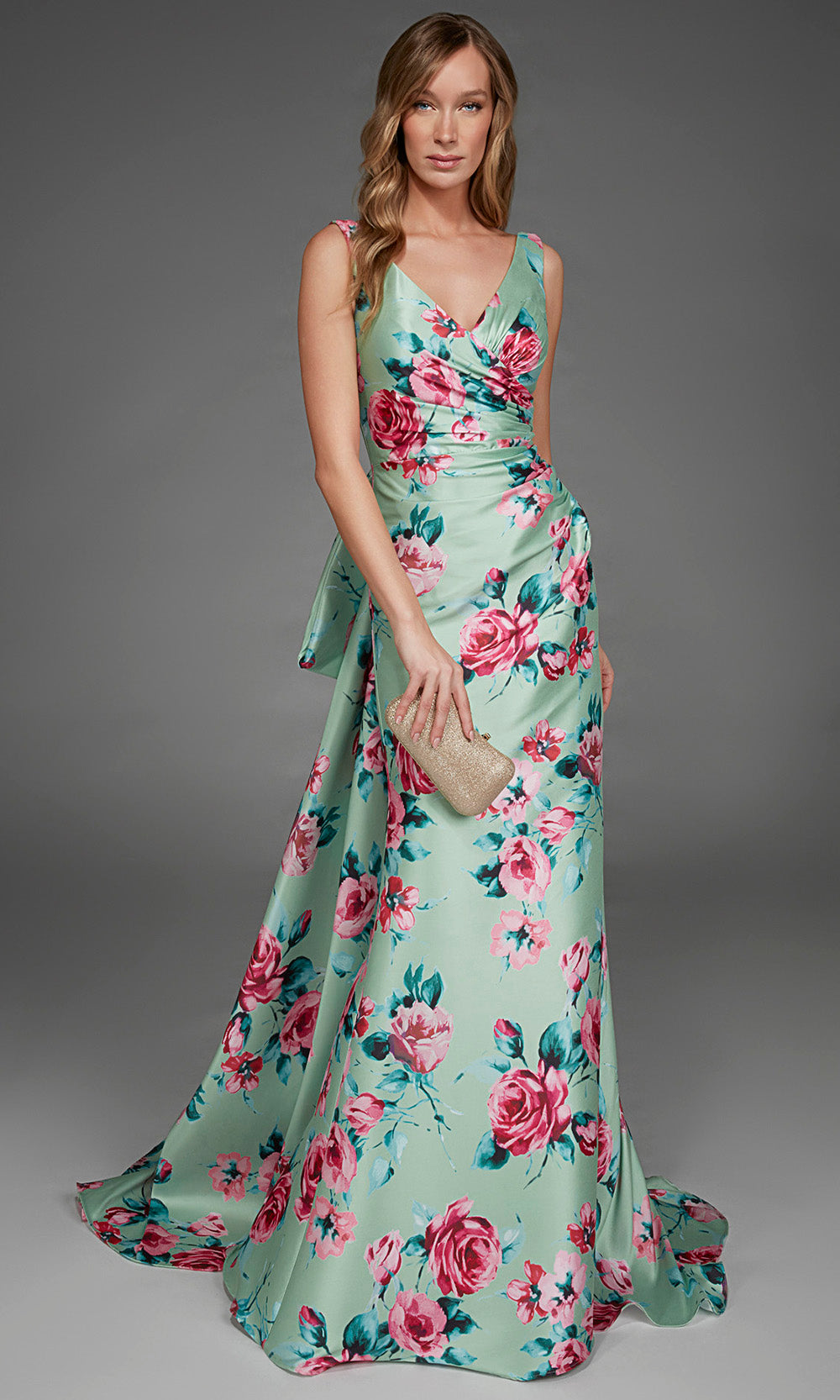 Alyce Paris 27917 - Sleeveless Floral Mermaid Gown with Overskirt Evening Dresses in Green  