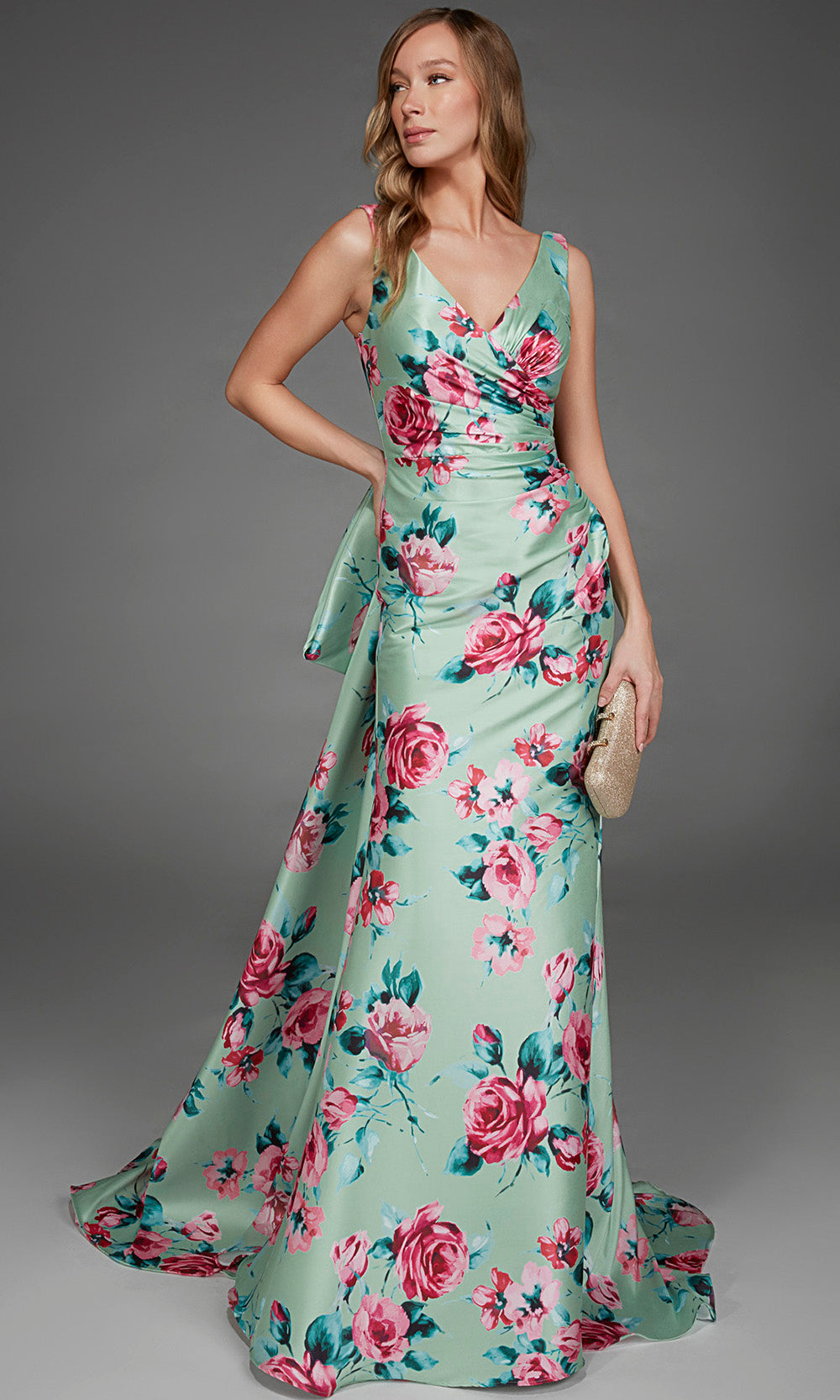 Alyce Paris 27917 - Sleeveless Floral Mermaid Gown with Overskirt Evening Dresses in Green  