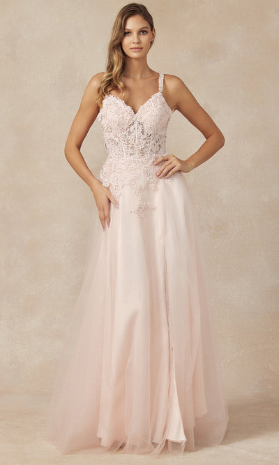 Juliet Dresses 283 - Glitter Tulle A-line Gown with Embroidery Formal Gowns