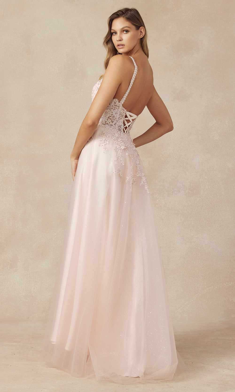 Juliet Dresses 283 - Glitter Tulle A-line Gown with Embroidery Formal Gowns