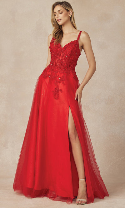 Juliet Dresses 283 - Glitter Tulle A-line Gown with Embroidery Formal Gowns