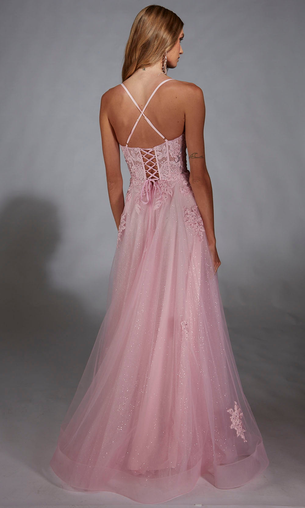 Aerie Couture 286 - Elegant Sheer Lace Pink Evening Dress Prom Dresses