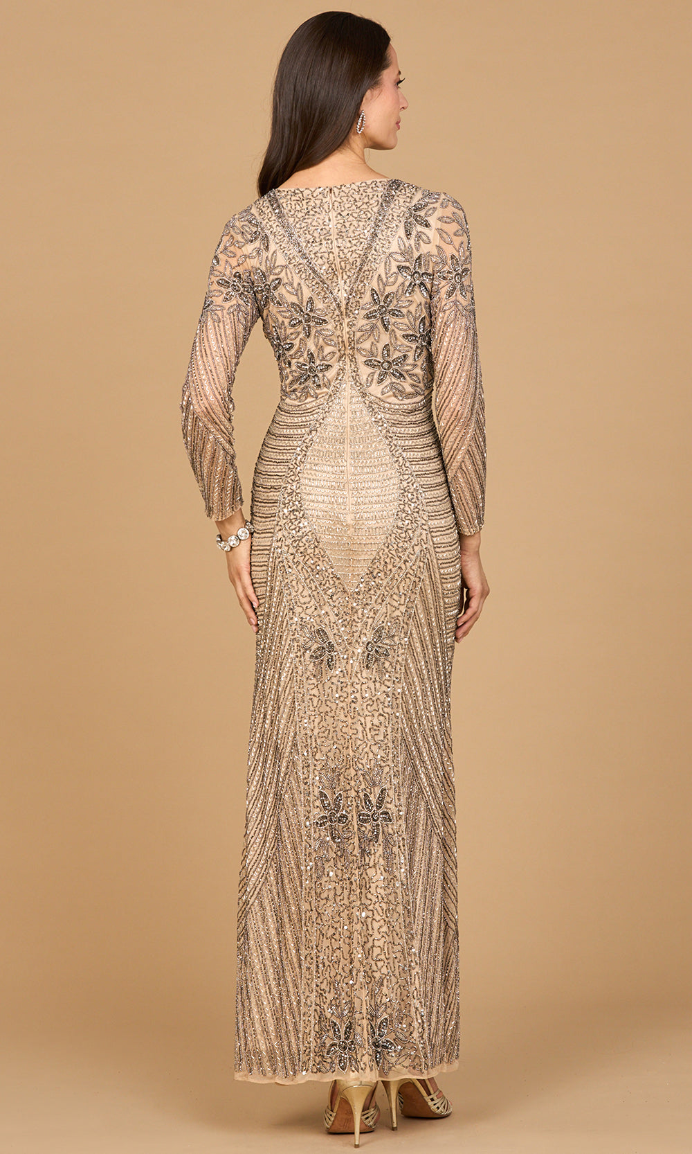 Lara Dresses 28888 - V-Neckline Beaded Formal Gown Formal Gowns