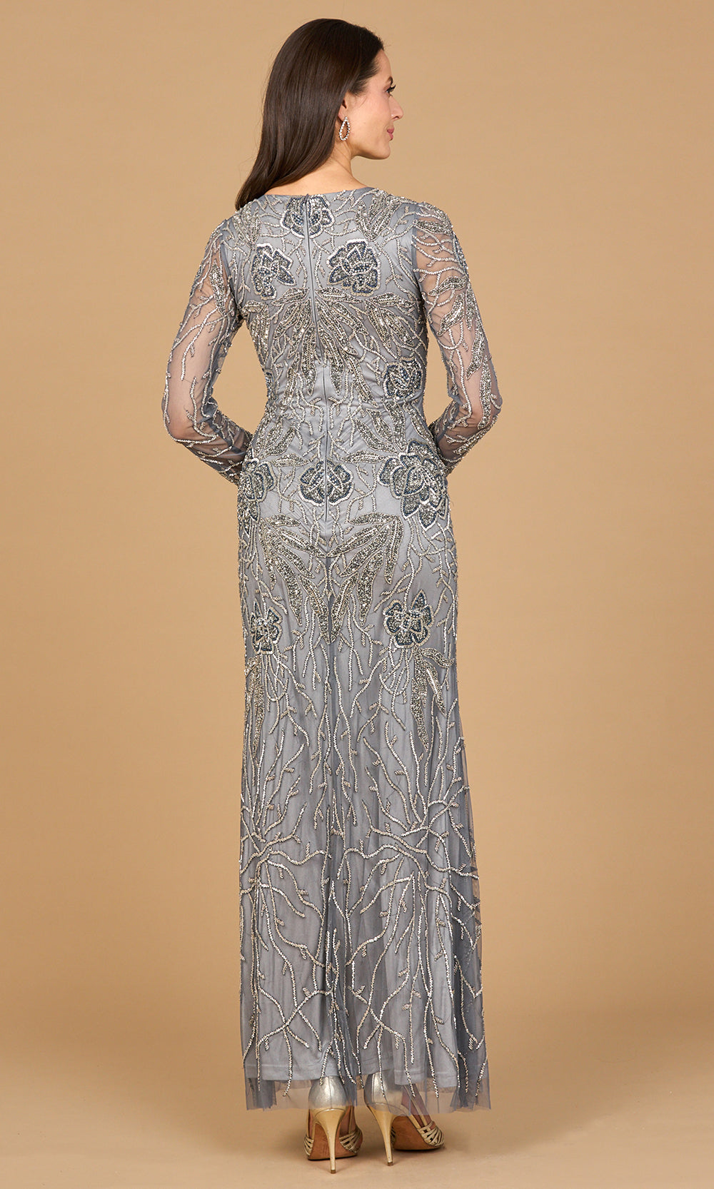 Lara Dresses 28889 - Beaded Jewel Neck Full Length Gown Formal Gowns