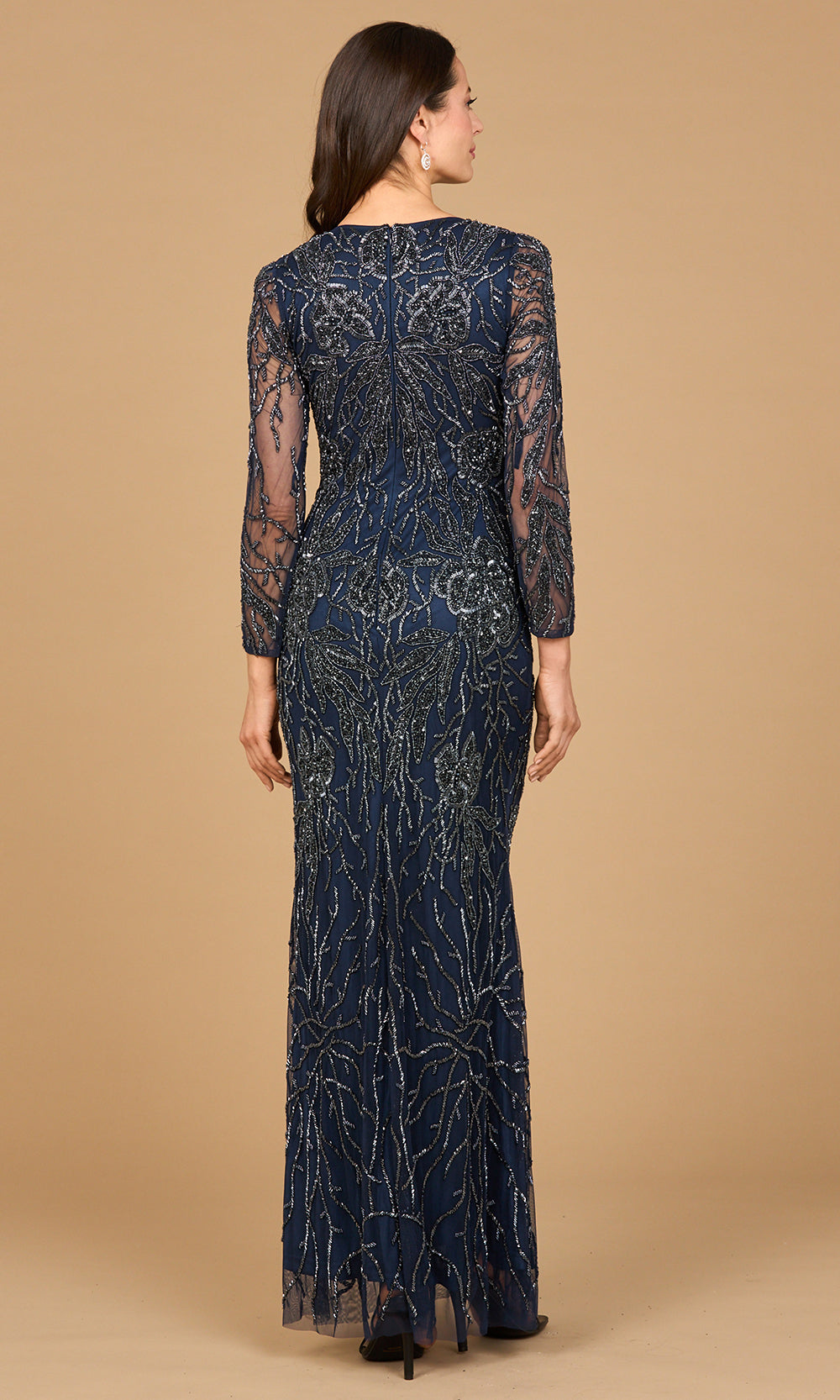 Lara Dresses 28889 - Beaded Jewel Neck Full Length Gown Formal Gowns