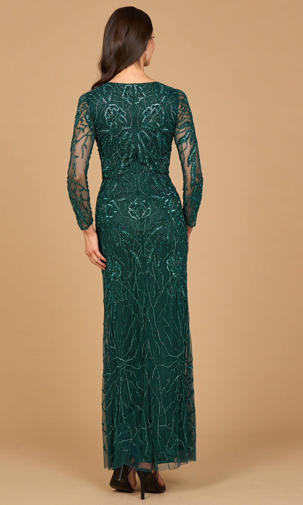 Lara Dresses 28889 - Beaded Jewel Neck Full Length Gown Formal Gowns