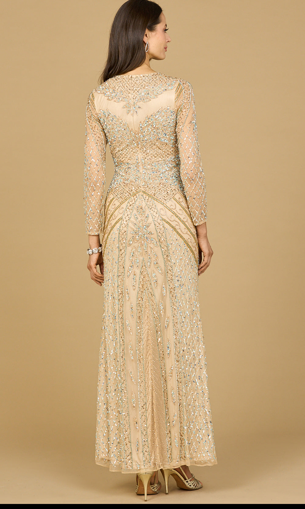 Lara Dresses 28893 - Beaded Illusion Neck Evening Gown Formal Gowns