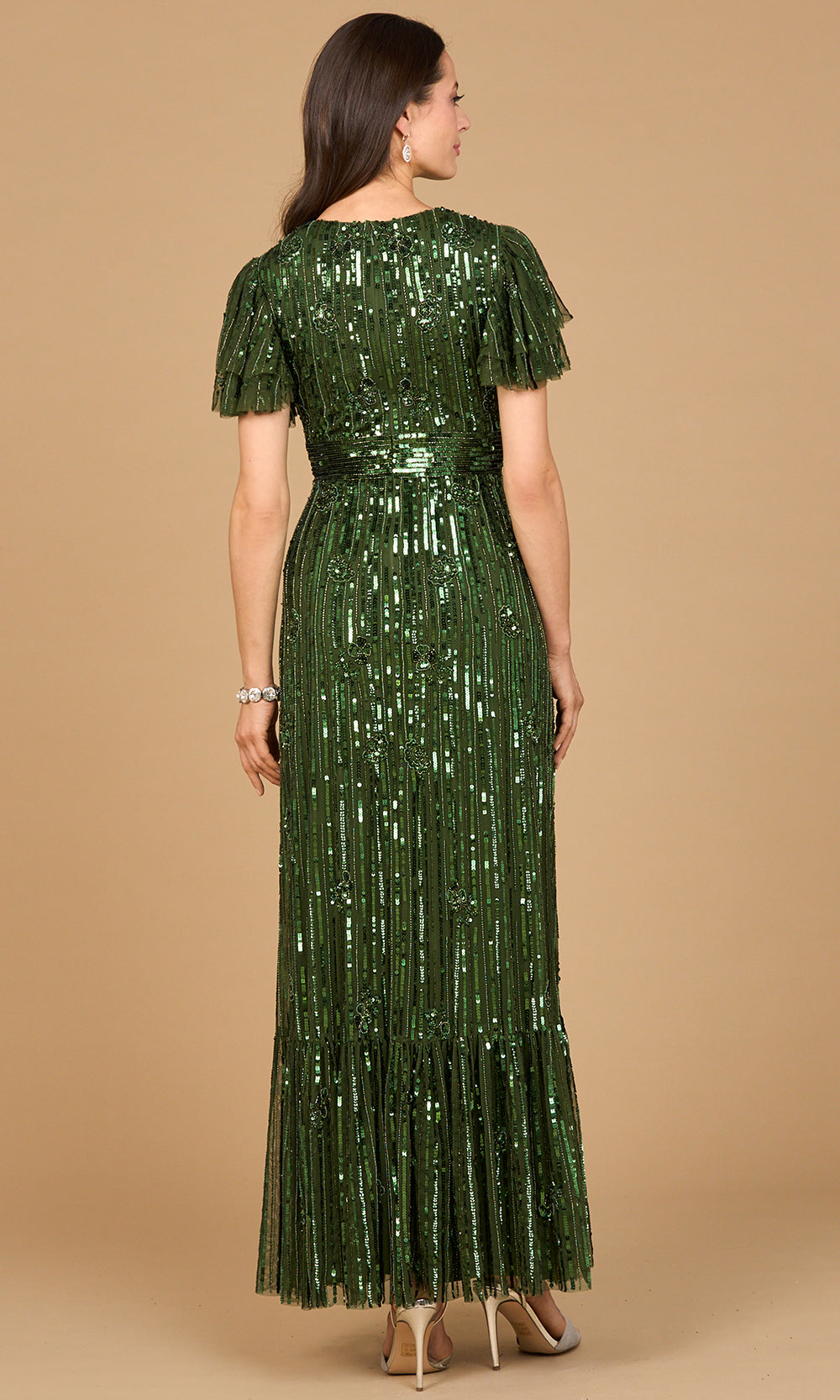 Lara Dresses 28899 - Sparkling Flutter Sleeve Evening Gown Formal Gowns