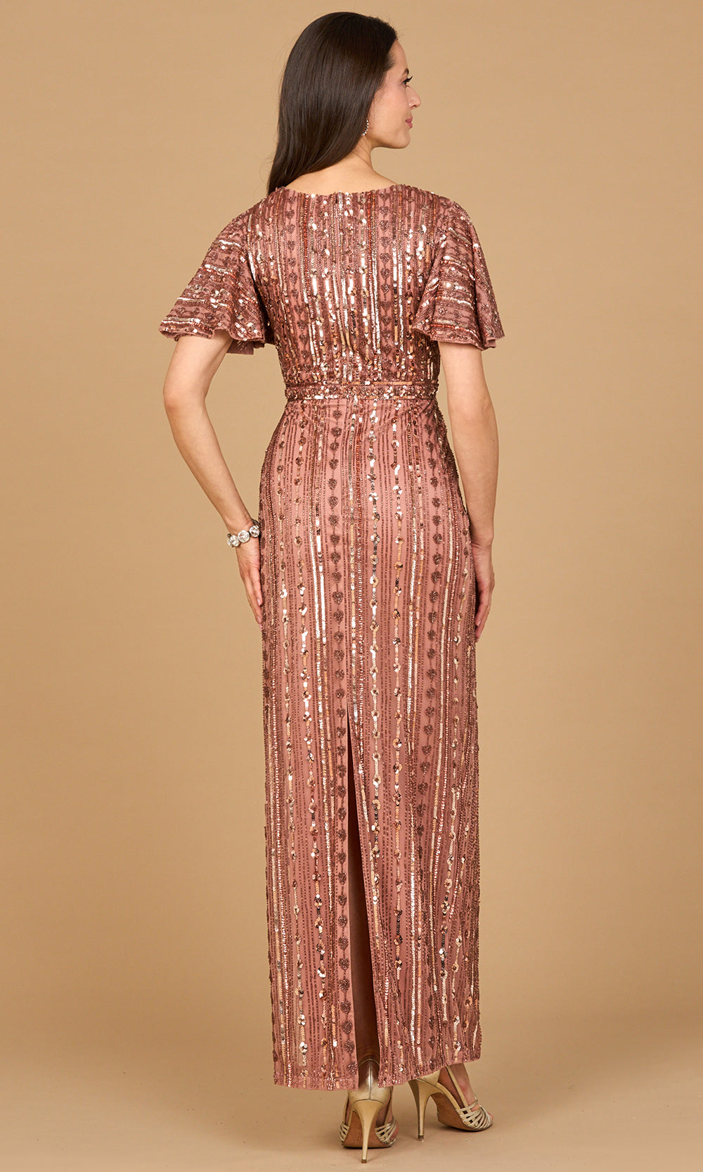 Lara Dresses 28901 - Surplice V-Neck Evening Gown with Back Slit Formal Gowns
