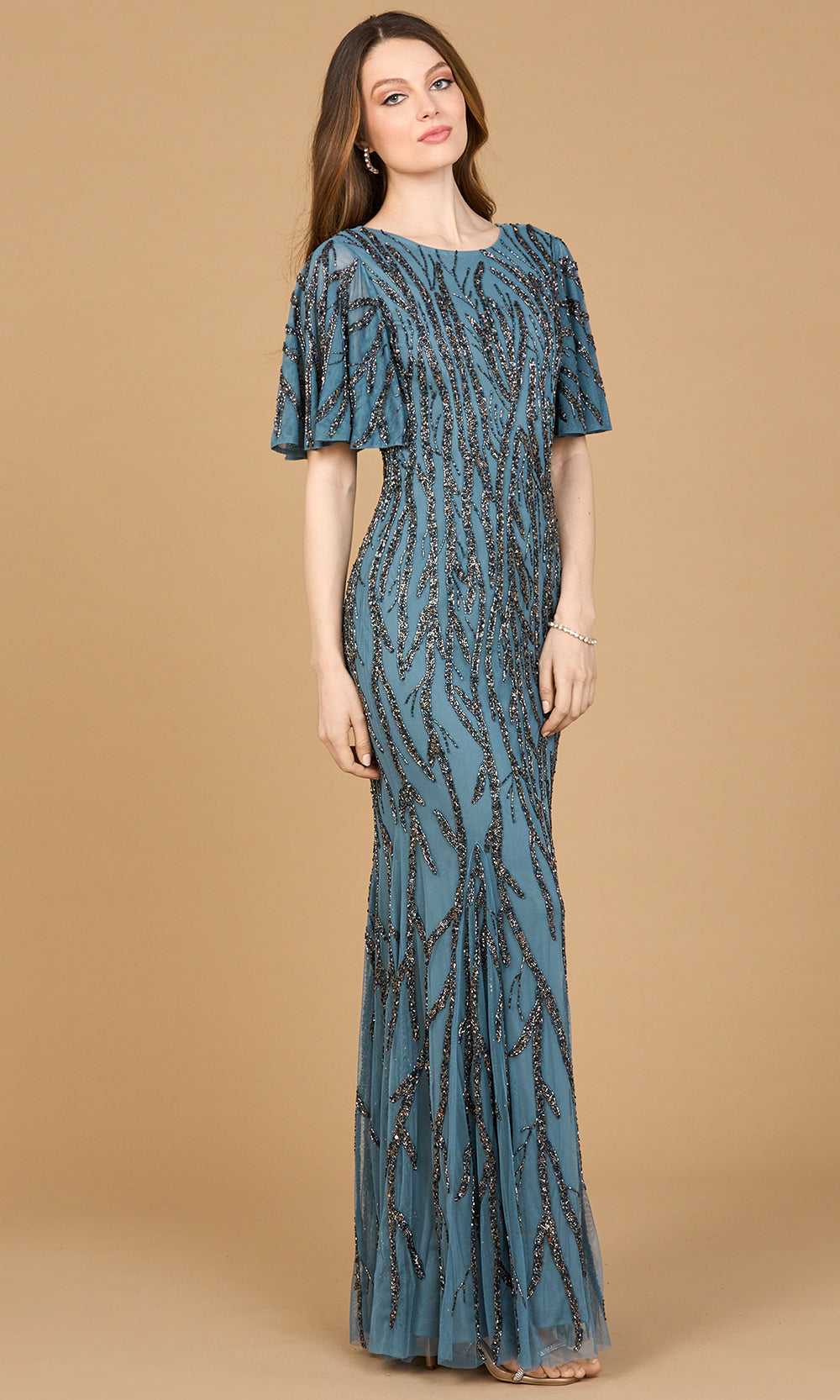 Lara Dresses 28903 - Bateau Neck Beaded Evening Gown Formal Gowns