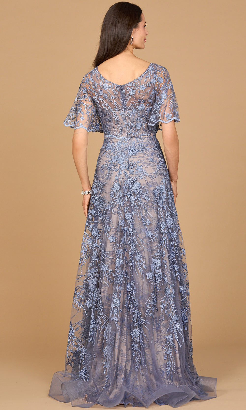Lara Dresses 28923 - V-Neckline Sheer Flutter Sleeve Gown Mother of the Bride Dresses