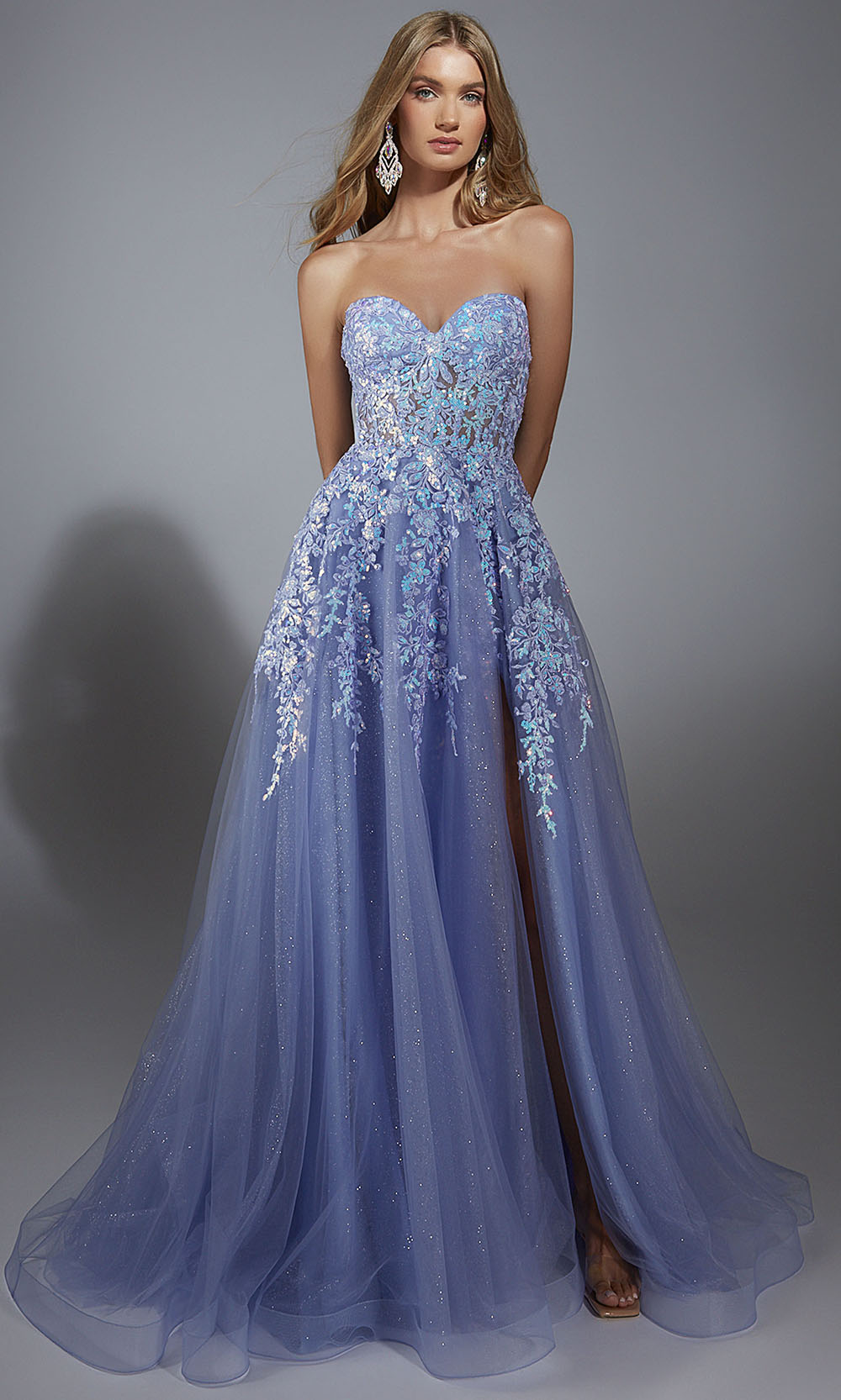 Aerie Couture 293 - Elegant Tulle Gown with High Slit Prom Dresses