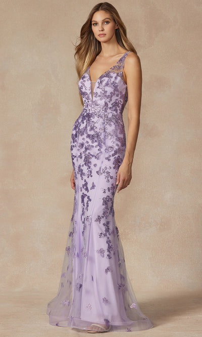 Juliet Dresses 294 - V-Neckline Embellished Fitted Gown Prom Dresses