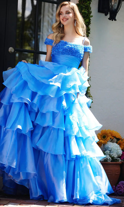 Ava Presley 29544 - Tiered Chiffon Prom Gown with Slit Prom Dresses