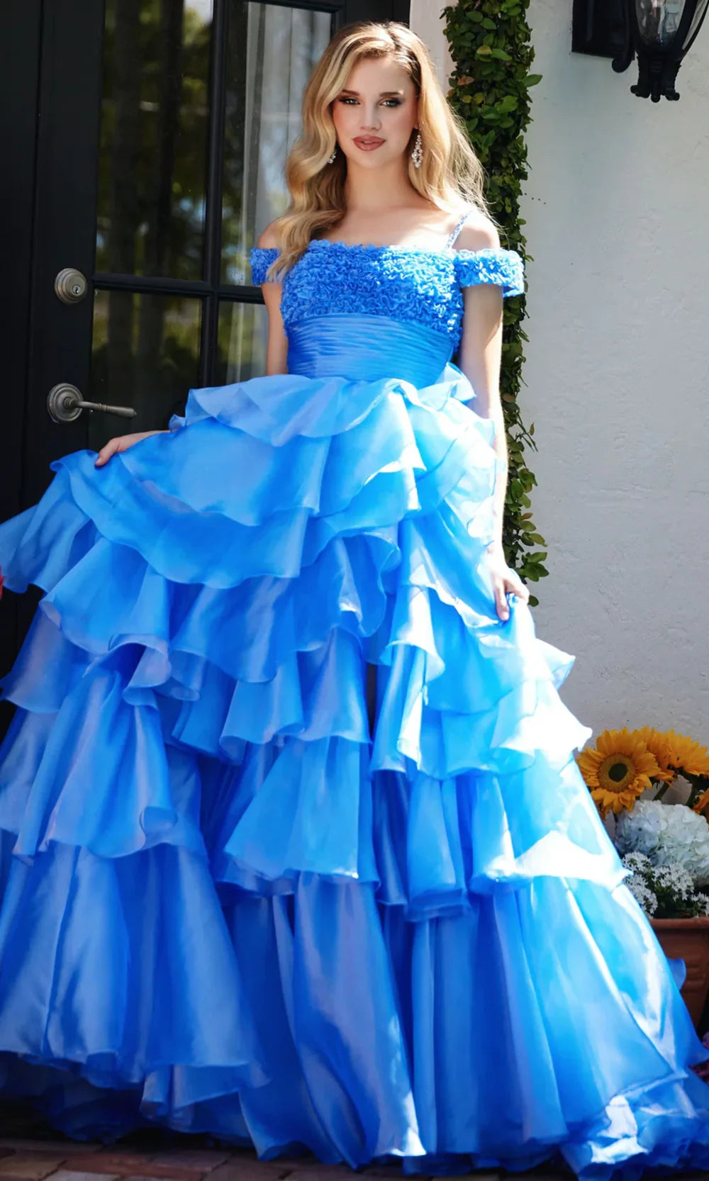 Ava Presley 29544 - Tiered Chiffon Prom Gown with Slit Prom Dresses