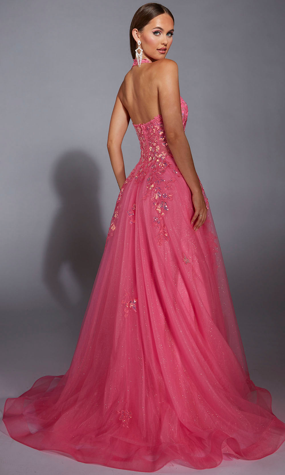 Aerie Couture 296 - Halter Neck Formal Dress with Leg Slit Prom Dresses