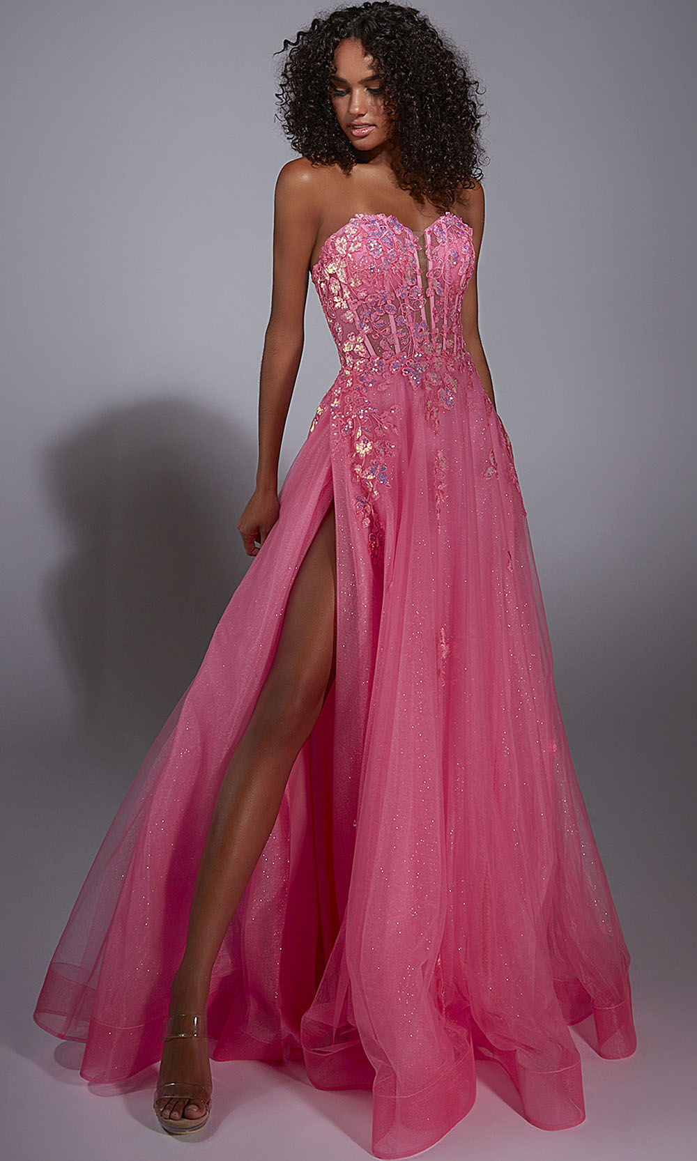 Aerie Couture 298 - Applique Bodice A-Line Gown with Side Slit Prom Dresses