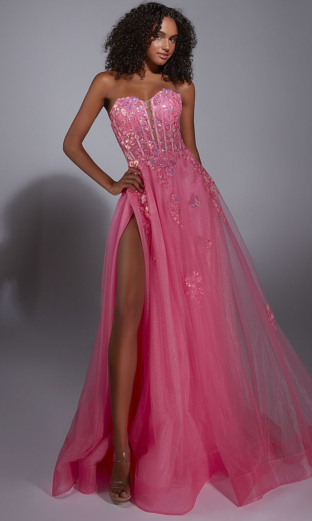 Aerie Couture 298 - Applique Bodice A-Line Gown with Side Slit Prom Dresses