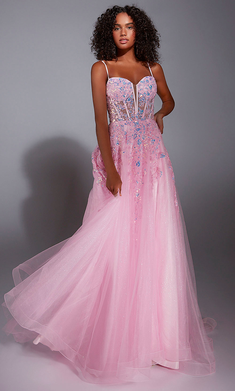 Aerie Couture 299 - Corset Applique Gown With Front Slit Prom Dresses