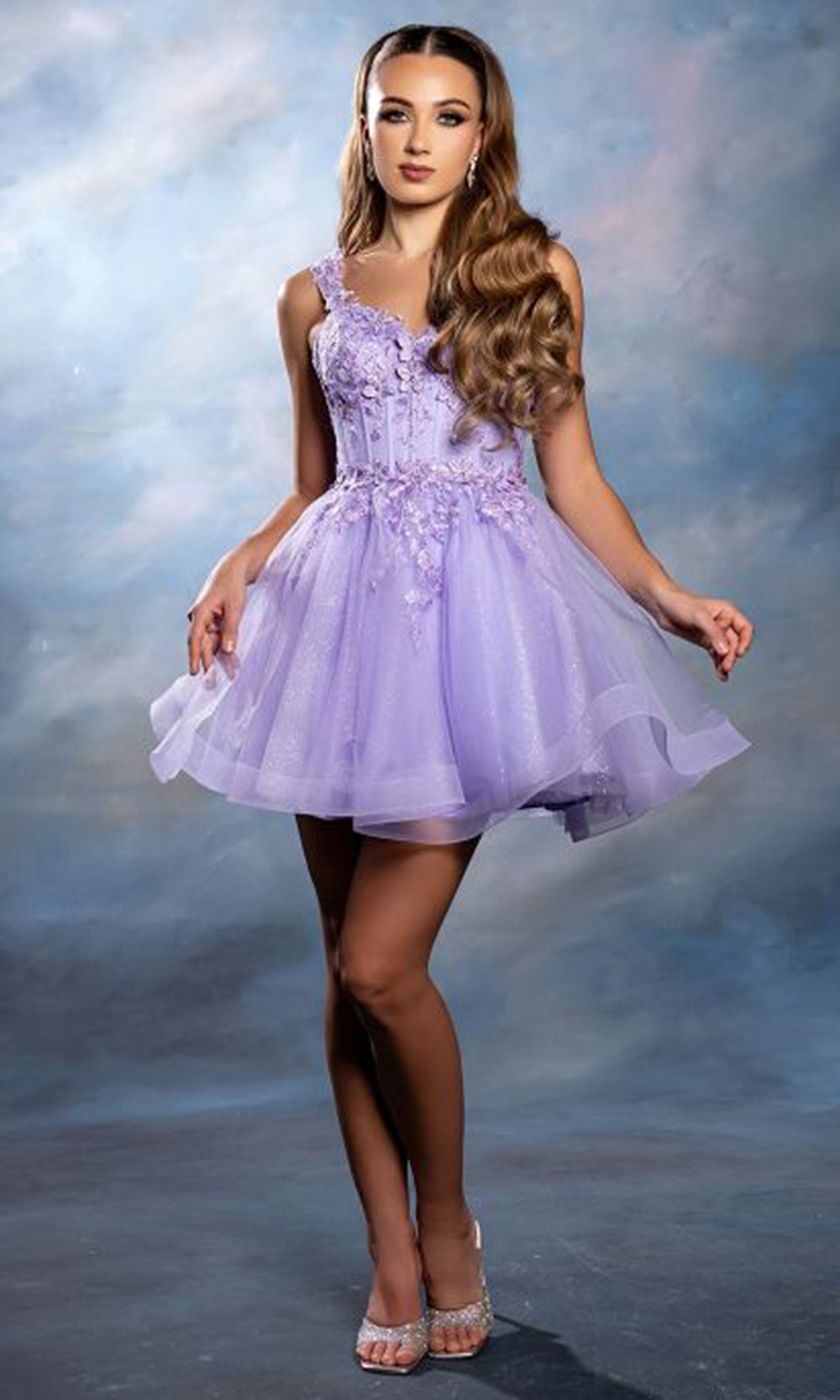 May Queen MQ2225 - Wide Strap Embroidered Short A-Line Dress