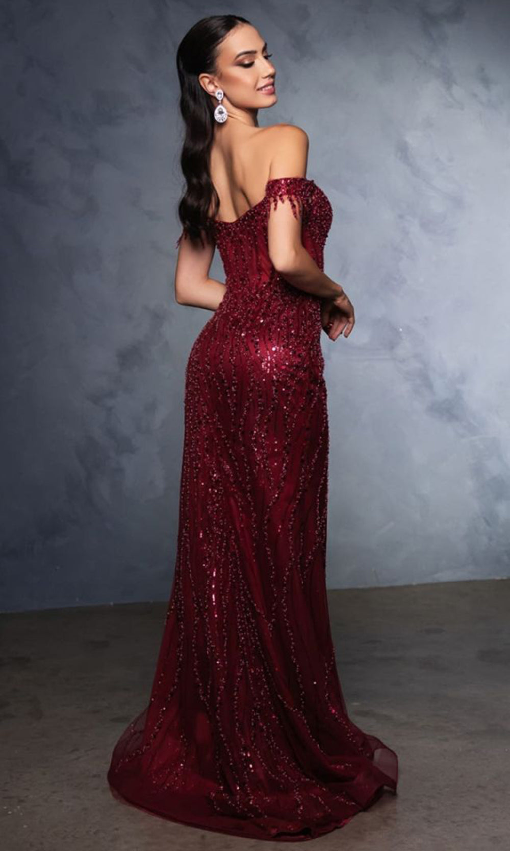 May Queen MQ2132B - Fringed Strap Red Carpet Dress Evening Dresses in Red 