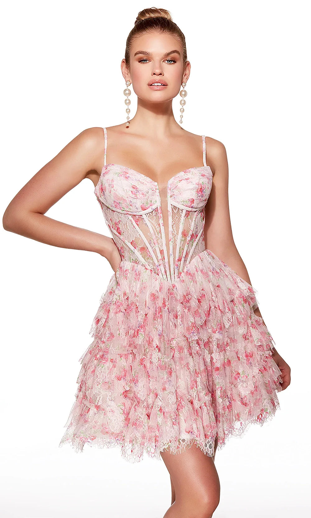 Alyce Paris 30009 - Tiered Ruffle Lace Cocktail Dress Cocktail Dresses