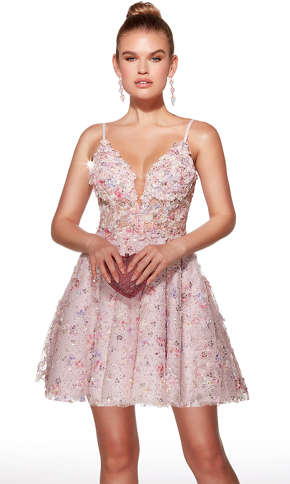Alyce Paris 30031 - Floral Lace Print Corset Mini Dress Cocktail Dresses