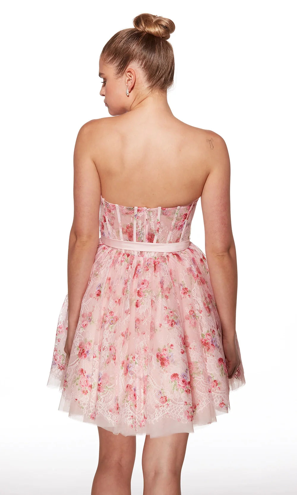 Alyce Paris 30019 - Short Lace A-Line Dress with Bow Waist Cocktail Dresses