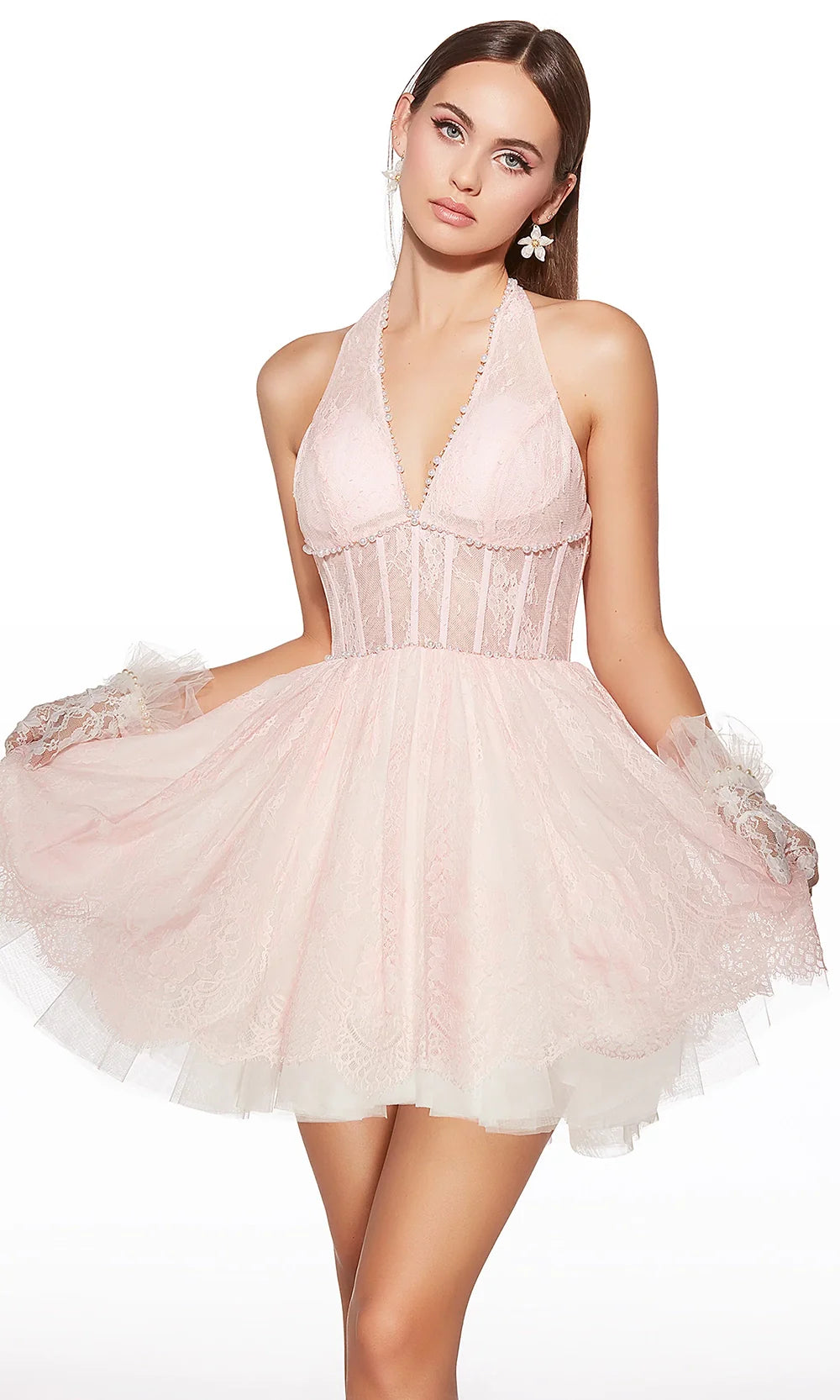 Alyce Paris 30024 - Beaded Halter A-Line Short Dress Cocktail Dresses