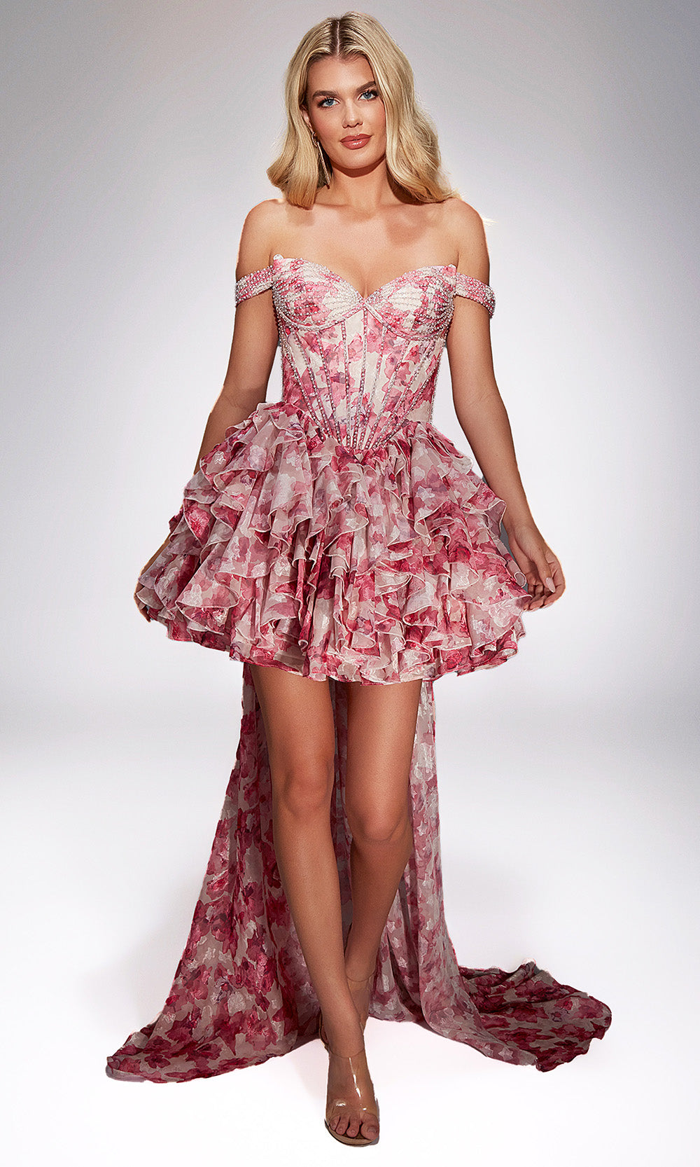 Alyce Paris 30042 - Beaded Bust A-line Dress with Floral Print Cocktail Dresses