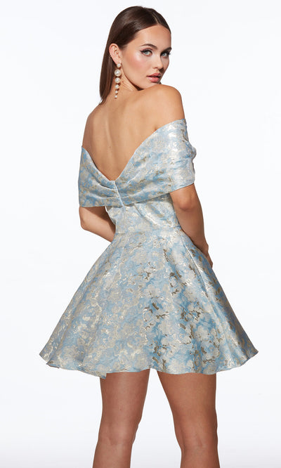Alyce Paris 30046 - Folded Neckline Jacquard A-line Dress Cocktail Dresses