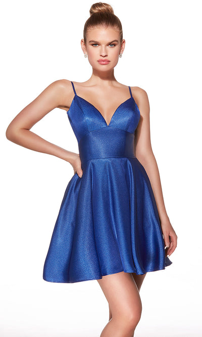 Alyce Paris 30077 - 3D Rose Satin Sheer Corset Mini Dress Homecoming Dresses