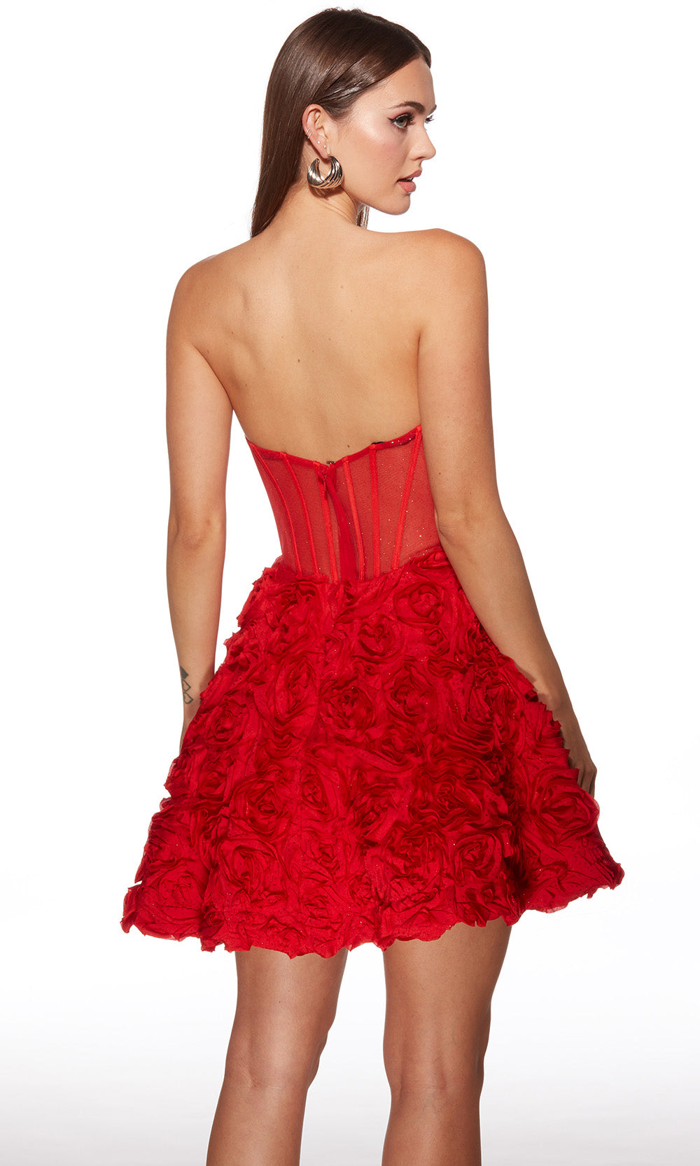 Alyce Paris 30079 - 3D Rosette Scoop Neckline Mini Dress Cocktail Dresses