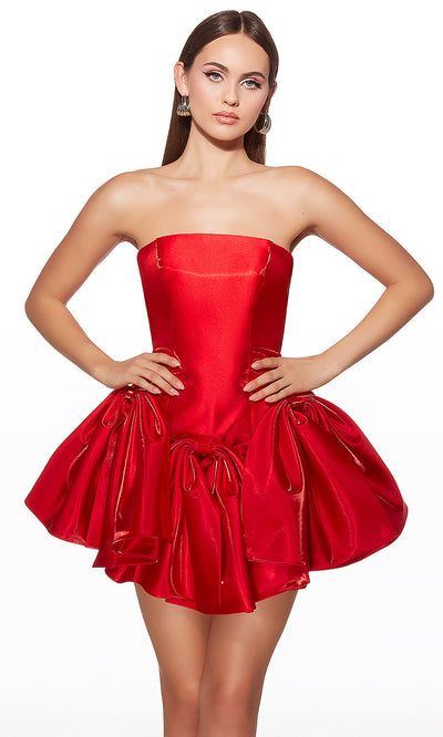 Alyce Paris 30081 - Bow Accent Straight Neckline Mini Dress Cocktail Dresses