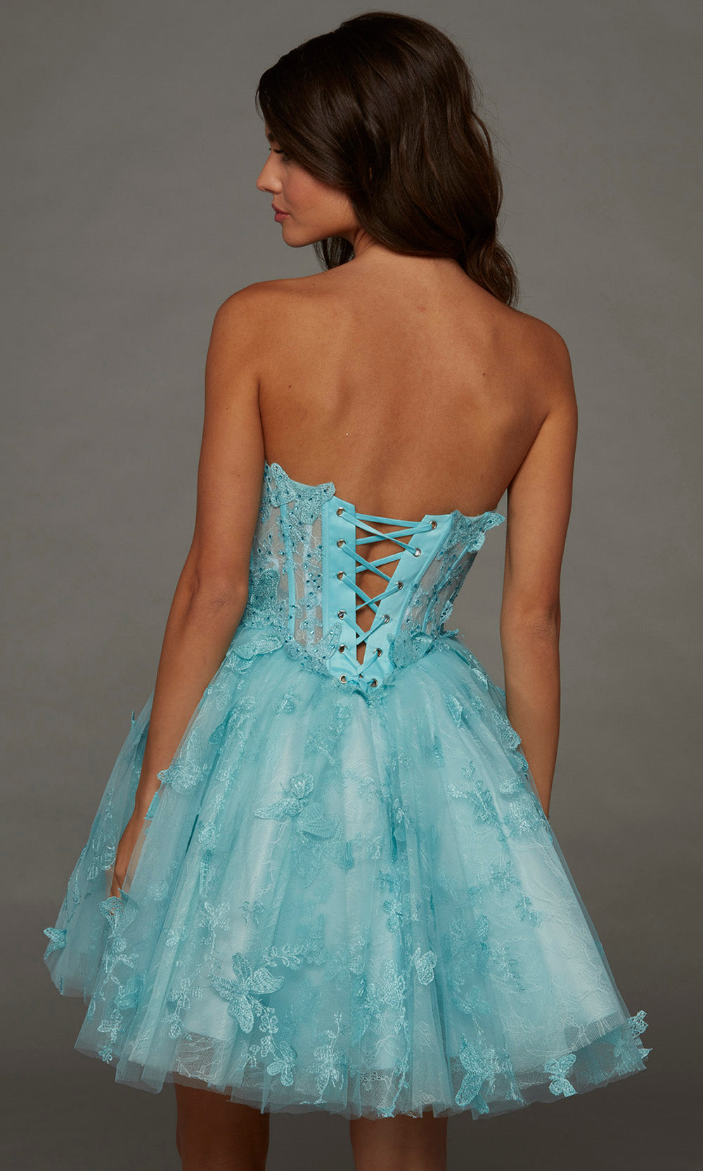 Alyce Paris 30097 - Embroidered Lace Sweetheart Short Dress Special Occasion Dress in Blue  